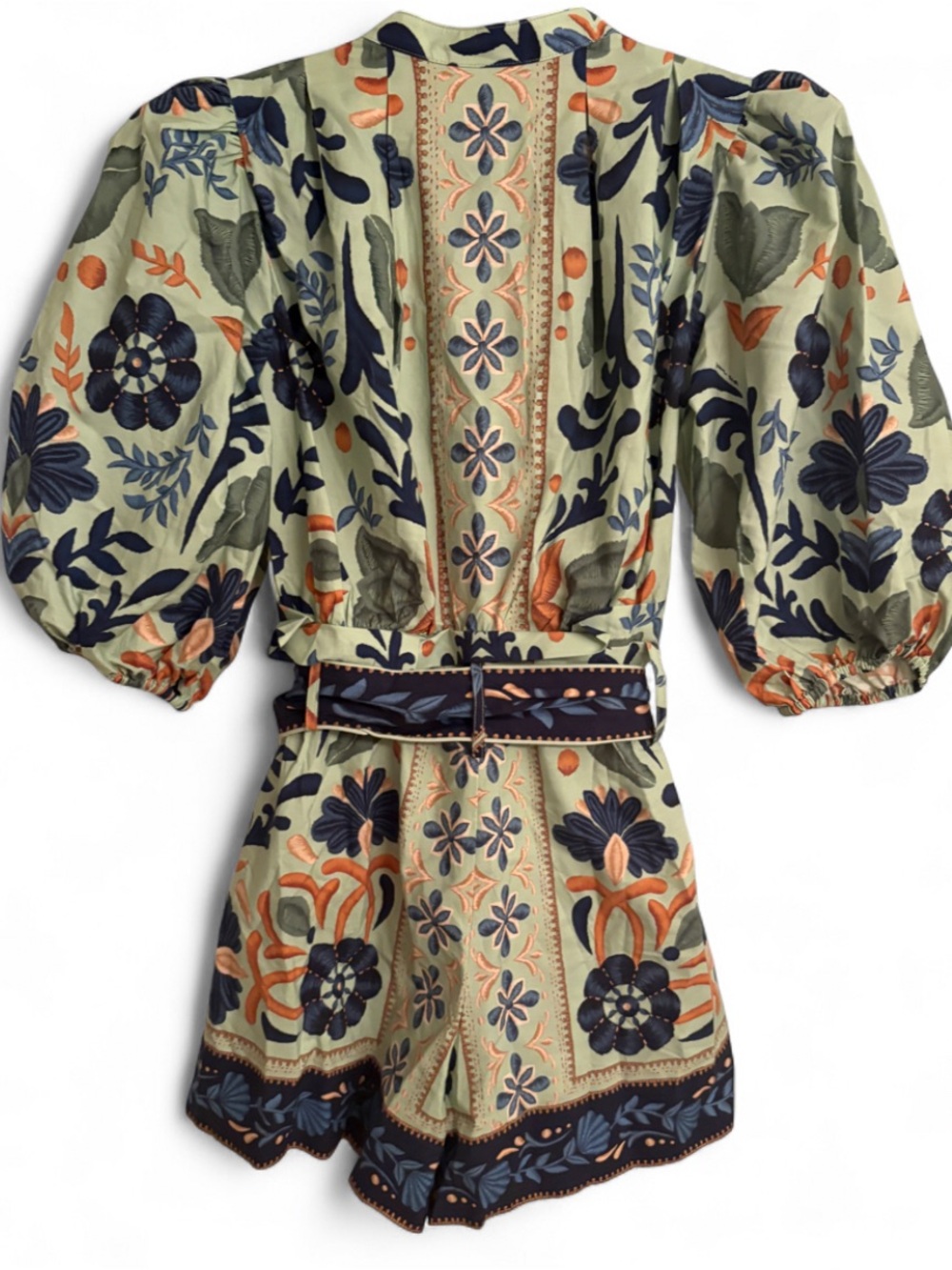 NWT Farm Rio Blue and Green Floral Romper, 100% Cotton, Size XS - Picture 8 of 8